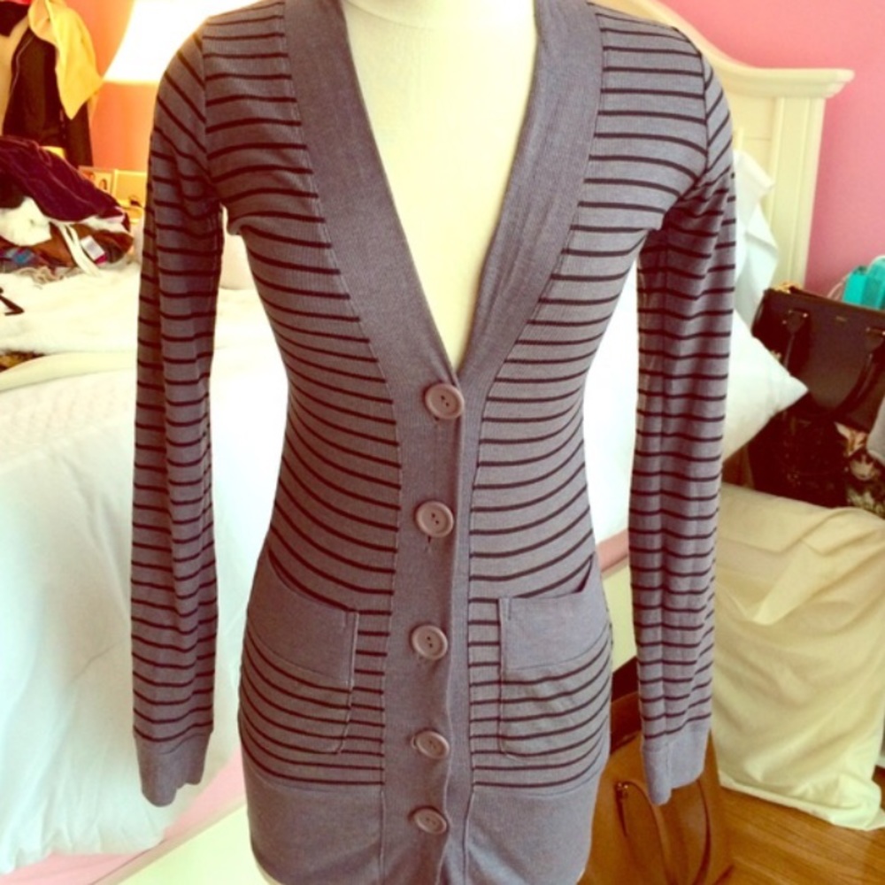 Black and grey striped cardigan